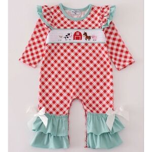 Red and Green Farm Animal Bodysuit